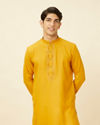 Sunrise Yellow Kurta Set with Embroidered Placket